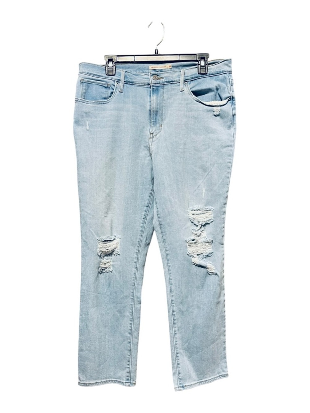 Levi’s 724 High Rise Straight Crop Jeans Distressed Light Wash – Size 33 - Picture 2 of 5